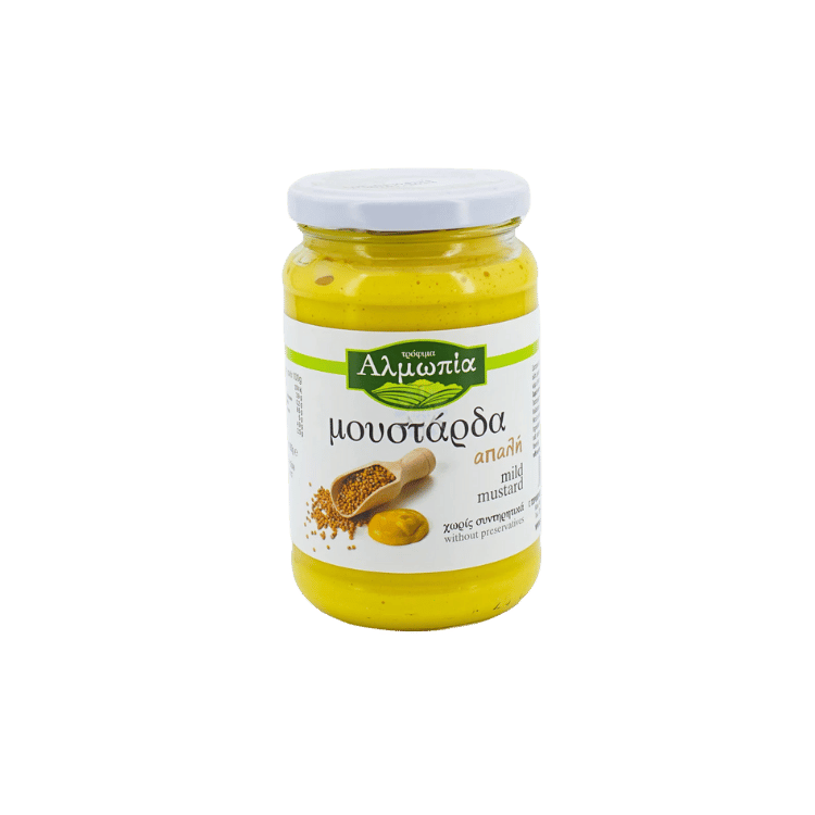 Milde Senf (360g) Almopia von Almopia bei Araxxon  - Hochwertiges griechisches Produkt.   Milde Senf (360g) Almopia από Almopia στο Araxxon  - Αυθεντικό ελληνικό προϊόν.